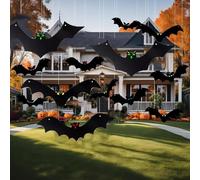 LZSZHY 12PCS Halloween Decorations Hanging Bats Halloween Flying Bat Hanging Decorations Outdoor Flying Bat Hanging with Glowing Eyes for Yard Party Decoration Supplies