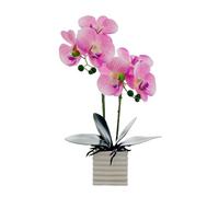 LZTDRZH Artificial Pink Orchid Plant with White Vase, 14 Inches Tall, Realistic Orchid Artificial Flowers for Home Decor