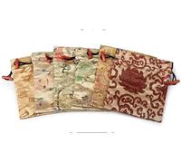 LZTDSBX Silk Storage Wallet Pouch Large Chinese Brocade Drawstring Jewelry Pouches Gift Bags Packaging Wholesale,6.3 x 7.5 inch About,1 Count(Beige Pattern Random (10 Pcs))