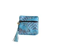 LZTDSBX Silk Storage Wallet Pouch Zipper Square Earring Ring Gift Bags Vintage Chinese Brocade Mini Jewelry Pouches Wholesale 2 Size,3.15x3.15 inch About(Sky Blue (5 Pcs),2.36x2.36 inch About)