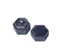LZTDSBX Velvet Ring Box 3 PCS Velet Ring Box 4.9 * 4.3 * 4.5cm Colorful spot Hexagon Flannelette Ring Jewelry Package Display Velet Box(Grey)