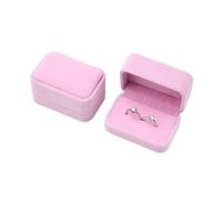 LZTDSBX Velvet Ring Box 5 PC Couple Double Ring Earrings Display Holder Case Proposal Engagement Wedding Marriage Anniversary Jewelry Packing(Pink)