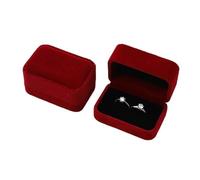 LZTDSBX Velvet Ring Box 5 PC Couple Double Ring Earrings Display Holder Case Proposal Engagement Wedding Marriage Anniversary Jewelry Packing(Wine Red)
