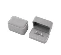LZTDSBX Velvet Ring Box 5 PC Couple Double Ring Earrings Display Holder Case Proposal Engagement Wedding Marriage Anniversary Jewelry Packing(Grey)