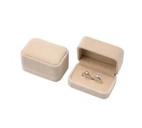 LZTDSBX Velvet Ring Box 5 PC Couple Double Ring Earrings Display Holder Case Proposal Engagement Wedding Marriage Anniversary Jewelry Packing(Beige)