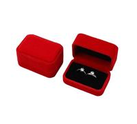 LZTDSBX Velvet Ring Box 5 PCS Couple Double Ring Earrings Display Holder Case Proposal Engagement Wedding Marriage Anniversary Jewelry(Red)