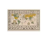 LZTEN 1935 Dog Map of The World, Dog Breeds Origin Map Prints Posters Canvas Wall Art Oil Paintings Deco 12x18inch(30x45cm)