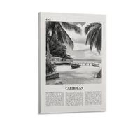 LZTEN Caribbean Print Black And White Beach, Caribbean Wall Art, Caribbean Poster, Caribbean Photo, Caribbean Wall Decor, City Art Print Canvas Wall Art Pos