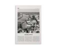 LZTEN Charleston Print Black And White West Virginia, Charleston Wall Art, Charleston Poster, Charleston Photo, Charleston Wall Décor, USA Canvas Wall Art P
