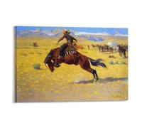 LZTEN Cold Morning on The Range by Frederic Prints Remington Prints Posters Canvas Wall Art Oil Paintings Deco Framed 16x24inch