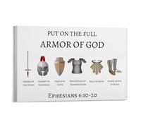 LZTEN Ephesians 6 10-20 Put on The Whole Armor of God Bible Christian Verses Wall Prints Posters Canvas Wall Art Oil Paintings Deco 16x24inch(40x60cm)