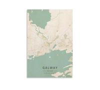LZTEN Galway Ireland Map Poster Vintage Print Canvas Wall Art Print Poster For Home School Office Decor Unframe 24x36inch(60x90cm)