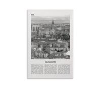 LZTEN Glasgow Print Black And White, Glasgow Wall Art, Glasgow Poster, Glasgow Photo, Glasgow Wall Decor, Scotland, UK, United Kingdom, Europe Canvas Wall A