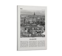 LZTEN Glasgow Print, Black And White Wall Art, Scotland Canvas