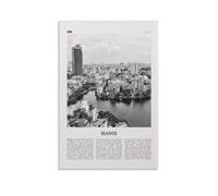 LZTEN Hanoi Print Black And White View, Hanoi Wall Art, Hanoi Poster, Hanoi Photo, Hanoi Wall Decor, Vietnam, Viet Nam, Asia Canvas Wall Art Poster Unframed