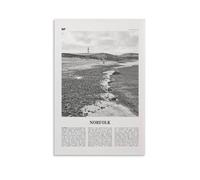 LZTEN Norfolk Print Black And White England, Norfolk Wall Art, Norfolk Poster, Norfolk Photo, Norfolk Map, UK, United Kingdom Canvas Wall Art Poster Unframe