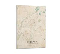LZTEN Ostrava Czech Republic Map Poster Vintage Print Poster Print for Teen Boys Room Wall Art Canvas Painting Print Frame 12x18inch(30x45cm)