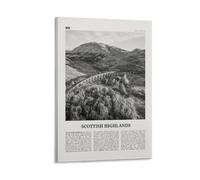 LZTEN Scottish Highlands Print Black And White, Scottish Highlands Wall Art, Scottish Highlands Poster, Scottish Highlands Photo, Scotland, UK Canvas Wall A