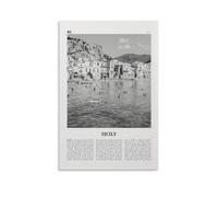 LZTEN Sicily Print Black And White Ocean, Sicily Wall Art, Sicily Poster, Sicily Photo, Sicily Décor, Italy, Sicilia, Sicìlia, Palermo, Catania Canvas Wall