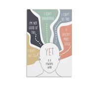 LZTEN The Power Of Yet Poster, Growth Mindset Poster, Classroom Poster, Back To School Poster Poster Print for Teen Boys Room Wall Art Canvas Painting Print