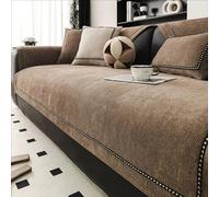 LZTET Couch Covers,Thick Chenille Sofa Cover 1 2 3 4 Seater Washable Universal Non-Slip Corner Slipcover L Shape,For Living Room Sectional Sofa(Size:70 * 150cm,Color:Dark brown)