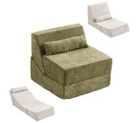 LZTET Folding Sofa Bed,Floor Portable Fold Out Chair Comfy Floor Lounge,Single Guest Sleeper,Freestanding For Living Room,Bedroom,Office,Apartment,No Assembly Required(Light green)