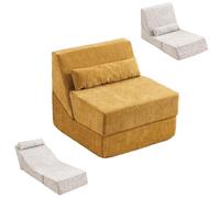 LZTET Folding Sofa Bed,Floor Portable Fold Out Chair Comfy Floor Lounge,Single Guest Sleeper,Freestanding For Living Room,Bedroom,Office,Apartment,No Assembly Required(Yellow)