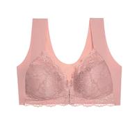 LZTET Front Closure Beauty Back Comfy Bra,Lace Non Padded Women'S Sleep Bras,Sports Bra,Premium Quality,Seamless,No Wires Sweat-Wicking,Comfy Sports Bra For Women(S,Pink)