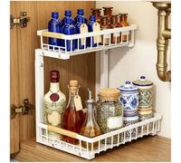 LZTET Under Sink Organizer,2 Tier Pull Out Shelf,Adjustable Height