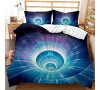 LZTTDMG Bedding Set Double Size 3D Blue cool vortex Print 3 Pieces Duvet Cover Set with Zipper Closure Microfiber Anti-allergic Quilt Cover and 2 Pillowcases for Boys Girls 79x79 inch
