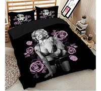 LZTTDMG Duvet Cover Set Double Size 3D Printed 3 Pieces Bedding Set Sexy Marilyn Monroe with Zipper Closure and 2 Pillowcases for Kids Adults Soft Microfiber Anti-allergic Quilt Cover 79 x 79 inch