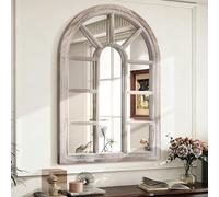 Lzuso Arch Mirror, White Wall Mounted Mirror Large Wood frame Modern Art Decorative Mirrors for Living Room Bedroom and Entryway 70x50 cm Home Decor