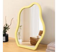 Lzuso Desk Table Mirror Free Standing Wood Framed Tabletop Mirrors 35L x 25W cm Portable High-Definition Unique for Countertop Vanity Living Room Bedroom Tabletop Bathroom