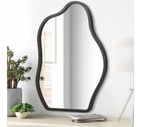 Lzuso Irregular Mirror for Wall Decor Modern Asymmetrical Small Wall Mirrors With Wooden Framed Unique Shape Vanity Artistic Cloud Decorative for Living Room Bedroom Bathroom