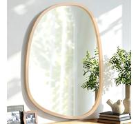 Lzuso Irregular Wall Mirror Gold Asymmetrical Bathroom Mirror Oval Wood Framed Modern Wall Mounted Decorative Mirrors for Wall Home Vanity Bedroom Living Room Entryway Hallway Small 16"x12"