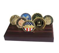 LZWIN 4 Rows Coin Holder, US Army Military Collectible Challenge Coin Display Case Wood Stand, Holds 12-16 Coins