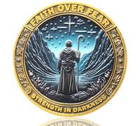 LZWIN Faith Over Fear Christian Challenge Coin with Psalm 23:4 for Strength and Comfort in Dark Times (Single Coin)