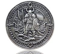 LZWIN Viking Warrior Challenge Coin - 1.57 Inch Zinc Alloy, Intricate Norse Mythology Design, with Protective Case