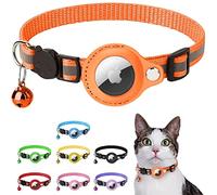 LZXLXS Airtag Cat Collar Reflective Adjustable Cat GPS Tracker Collar with Safety Buckle and Bell, Orange