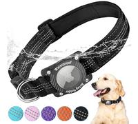 LZXLXS AirTag Dog Collar, IPX8 Waterproof Air Tag Dog Collar Holder, Luminous, Reflective, Durable, Comfortable Padded GPS Collars for Small Medium Large Dogs, Black, XL