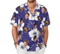 LZXSXZ Custom Hawaiian Shirt with Face, Personalized Funny Button Down Hawaiian Shirts with Face for Men Boyfriend Husband Father Beach Gifts