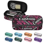 LZXSXZ Custom Pencil Case with Name, Personalized Pen Bag Add Your Image Text, Large Storage Students Stationery Pen Box with Zipper Durable Pencil Box for Girls Boys Office School