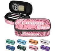 LZXSXZ Custom Pencil Case with Name, Personalized Pen Bag Add Your Image Text, Large Storage Students Stationery Pen Box with Zipper Durable Pencil Box for Girls Boys Office School