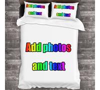 LZXSXZ Personalised Duvet Cover, 210×210cm Custom Photo Duvet Cover Set with 2 Pillowcase Print Any of Your Design Bedroom Bedding for Family Personalized Bedclothes Couples Baby Birthday Friendship