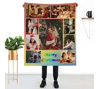 LZXSXZ Personalised Photo Blanket Throw, Customised Blanket with Words Picture Collage, Personalised Birthday Gifts, Personalised Gifts for Dad, Mom, Men, Women, Kids, Dogs, Friends or Lover