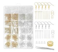 LZYDKH 2000 PCS Earring Making kit, Hypoallergenic Earring Making Supplies Include Gold and Silver Hooks with Fish Hook Backs Jump Rings for DIY Jewelry
