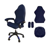 LZYDKH 4 PCS Gaming Chair Cover, High Back Computer Chair Cover Office Chair Cover Full Wrap Elastic Chair Back Covers Arm Covers Removable Washable Chair Seat Cover (Navy)