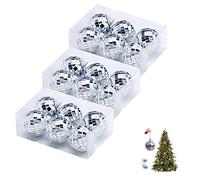 LZYMSZ 18 Pcs 2 Inch Silver Mirror Baubles, Disco Mirror Ball, Christmas Tree Bauble with Fastening Strap for Party, Chrismas Ornaments, Xmas Tree Decoration