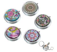 LZYMSZ 6Packs Portable Pocket Ashtray, Stainless Steel Circular Ashtray, Key Chain with Cigarette Snuffer, Modern Ash Holder for Outdoor Use