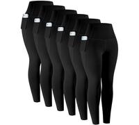 LZYVOO Leggings with Pockets for Women, 6 Packs Soft High Waisted Tummy Control Workout Yoga Pants, 6 Packs - Black,black,black,black,black,black, M